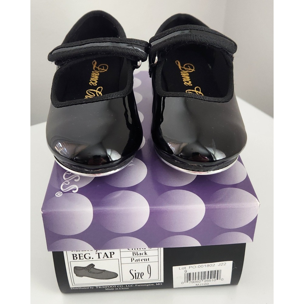 Black Patent Tap Shoes Dance Class Mary Jane MJ100 Kids Size 9